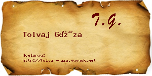 Tolvaj Géza névjegykártya